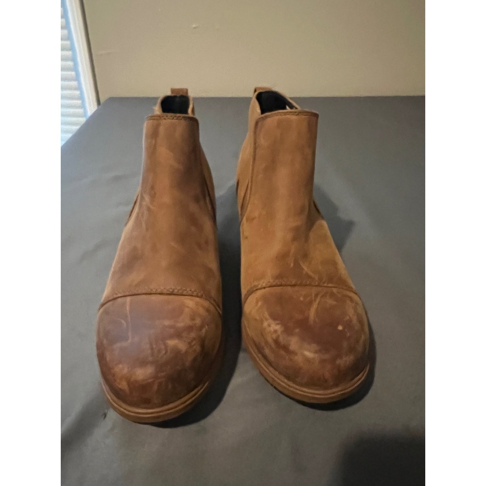 Sorel Evie Chelsea Waterproof Leather Wedge Ankle Boots Brown Womens 8 - Picture 3 of 8